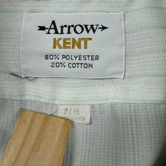 Vintage Arrow Kent Short Sleeve Shirt Mens 17.5 60s 70s Striped Skate Grunge - Picture 3 of 8